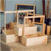 Giỏ gỗ trang trí hoa, trái cây, thùng pallet, hộc palet trang trí STYLE_MOC