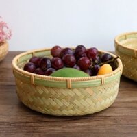 Giỏ hấp tròn bằng tre đan cho gia đình, giỏ trái cây, giỏ lưu trữ tre, giỏ rau thoát nước, giỏ tre thủ công XLAO