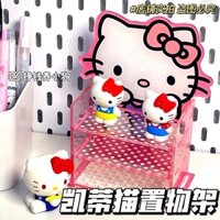 Gió Hello Kitty Kệ Hoạt Hình Sinh Viên Acrylic Ba Tầng Giá Để Đồ Ký Túc Xá Để Bàn C3.7