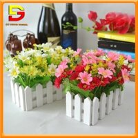 Giỏ Hoa Cắm Sẵn 20cm Giỏ Hoa Hàng Rào Nhiều Màu Sắc Trang Trí Để Bàn Học Kệ Tủ Giá Sách DGH-312