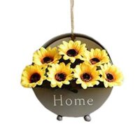 Giỏ hoa cỏ nhân tạo treo tường, để bàn nhiều mẫu đẹp trang trí nhà cửa, ban công, tiểu cảnh GS-01 tặng đèn bướm - hướng dương trung,như hình ảnh