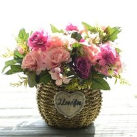 Giỏ Hoa Dệt Rơm Giả Hoa Trang Trí Chậu Cây/Đồ Trang Trí Bàn Ăn Phòng Khách/Tủ Tivi, Bàn Trà, Bàn Trang Điểm, Đồ Trang Tr