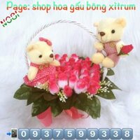 Giỏ hoa gấu bông