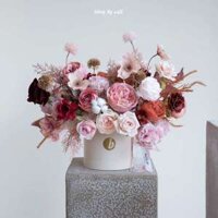 Giỏ hoa giả để bàn decor - Quà tặng 20 10 - Giỏ hoa vải trang trí nhà cửa, phòng ngủ thương hiệu hoa lụa BÔNG BY CATT