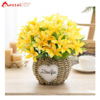Giỏ hoa giả để bàn, giỏ hoa thủy tiên giả để bàn trang trí văn phòng, quầy lễ tân cực xinh GH-23