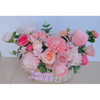 giỏ hoa giấy nhún handmade