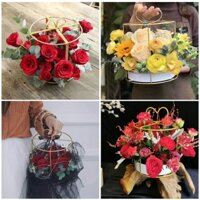 Giỏ Hoa Hình Học Giá Thực Vật Di Động Sắt Trang Trí Sân Vườn Wrought Khung Kim Loại Hộp Bánh