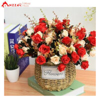 Giỏ hoa hồng Pháp để bàn trang trí văn phòng, quầy lễ tân cực xinh GH-22
