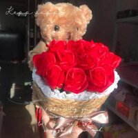 Giỏ hoa hồng sáp gấu bông teddy quà tặng valentine quà tặng lễ tình nhân sinh nhật