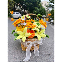 Giỏ hoa hướng dương kẽm nhung handmade siêu xinh [làm sẵn]