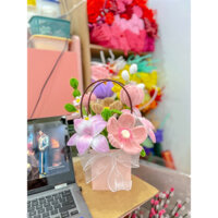 Giỏ hoa kẽm nhung làm sẵn