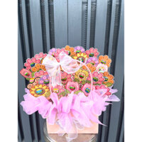 Giỏ hoa kẹo thiệp chipi làm quà tặng sinh nhật cho bé yêu, trung thu , 1/6 và các dịp đặc biệt