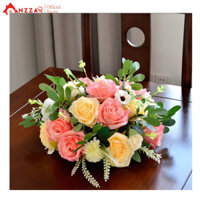 Giỏ hoa, lẵng hoa lụa nhiều mẫu để bàn 35cm trang trí bàn họp, hội nghị, hội thảo đẹp, sang trọng GH-02