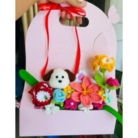 Giỏ hoa len hình cún yêu