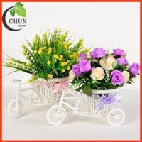 Giỏ hoa lụa – Xe đạp hoa sao baby để bàn nhiều màu cao 22cm trang trí bàn trà, kệ tủ, văn phòng làm việc