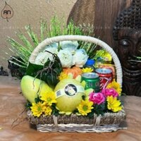 Giỏ hoa quả, trái cây đủ lễ, full lễ. Giỏ lễ có tay xách ( tùy mẫu)