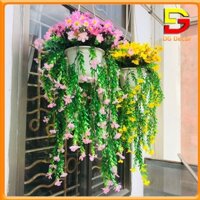 Giỏ Hoa Treo Tường Chậu Hoa Giả Trang Trí Ban Công Cắm Sẵn Y Hình Dài 80cm DC-67
