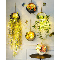 Giỏ hoa treo tường decor siêu xinh MCM HOME trang trí nhà cửa giỏ hoa chữ Home Tặng kèm bướm trang trí, đinh, đèn led