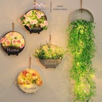 Giỏ hoa treo tường kèm đèn led MM HOUSE decor trang trí nhà cửa giỏ hoa chữ Home Tặng kèm bướm phụ kiện trang trí
