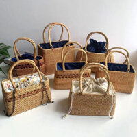 Giỏ Hoa, Túi Xách Đan Mây, Túi Dệt Thủ Công, Giỏ Xách Tay Dung Tích Lớn, Túi Dai, Túi Xách Cổ Điển Thường Ngày