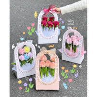 Giỏ Hoa Tulip Kẽm Nhung Handmade