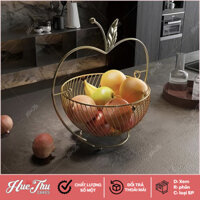 Giỏ inox mạ vàng quả Táo 34cm đựng trái cây - trang trí bàn tiệc mâm cúng hiện đại phong cách Luxury