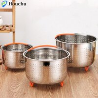Giỏ làm sạch trái cây HOUCHU Dung tích lớn Đa chức năng 2023 Bền có tay cầm bằng silicon Nồi hấp cơm điện bằng thép không gỉ