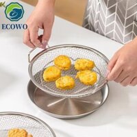 Giỏ lọc chiên AQUAGEM, Giá thoát dầu Tempura lưới mịn Nhật Bản, Tay cầm hai tai đa chức năng có tay cầm Bộ lọc dầu nhà bếp bằng thép không gỉ Chảo khoai tây chiên kiểu Pháp