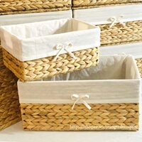 Giỏ lục bình chữ nhật,giỏ đựng quần áo có nắp, trang trí và sắp xếp nhà cửa phong cách Hàn Quốc, giỏ cói, sọt đựng cỡ lớ