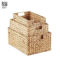 Giỏ Lục Bình ECOHUB, Chữ Nhật, Có tay cầm, Nhiều kích thước. (Water Hyacinth Storage Bins with Handles) | E00184
