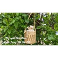 Giỏ lục bình hình ống,có lót vải rút miệng