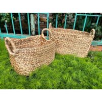 Giỏ lục bình hình oval sọt đựng đồ đa năng có tay cầm ,hàng thủ công mi nghệ