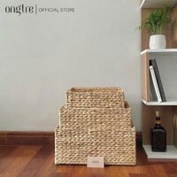 Giỏ lục bình ONGTRE hình chữ nhật  hình tròn đựng đồ phòng khách, phòng ngủ, khay đựng đồ - Không Nắp - 33x22x16CM