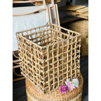 Giỏ lục bình vuông đan se đựng quần áo, đựng đồ dùng đa năng, đựng đồ chơi em bé, trang trí nhà cửa spa khách sạn