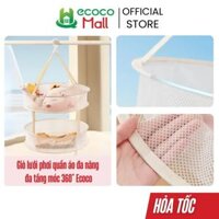 Giỏ lưới phơi quần áo ECOCO 1 và 2 tầng kèm móc treo thế hệ mới, Giá phơi đồ trang điểm, tất vớ, đồ đa năng