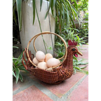 Giỏ mây hình con Gà có quai Xách, rổ mây tre đan thủ công hình con gà