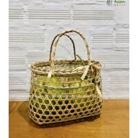 Giỏ mây tre đan, giỏ lủng loại nhỏ đi chợ, trang trí, để quà tặng đan thủ công