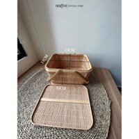 Giỏ mây tre ONGTRE để bánh kẹo hoa quả quần áo đồ dùng gia đình, mây trang trí decor - 31x23xH18cm
