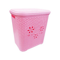 Giỏ nhựa có nắp đựng quần áo - Tặng kèm 10 móc nhôm treo quần áo bé và 1 nút bịt ổ điện