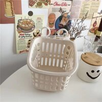 Giỏ nhựa đựng đồ đa năng có móc treo nhà tắm phòng bếp dễ thương - Vuông sữa cafe