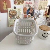 Giỏ nhựa đựng đồ đa năng có móc treo nhà tắm phòng bếp dễ thương - Vuông trắng sữa