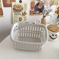 Giỏ nhựa đựng đồ đa năng có móc treo nhà tắm phòng bếp dễ thương - Chữ Nhật Trắng