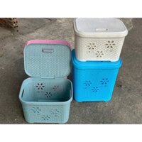 Giỏ nhựa đựng quần áo có nắp kiểu Hàn Quốc Cao Cấp