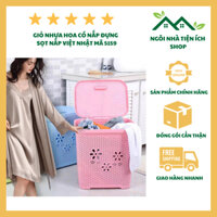 Giỏ Nhựa Hoa Có Nắp Đậy Kín 5159 Việt Nhật Dày Dặn, Sọt Đựng Quần Áo, Đồ Chơi Đa Năng Cho Gia Đình
