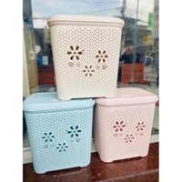 Giỏ nhựa hoa có nắp đựng quần áo, đồ chơi Việt nhật