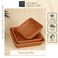 Giỏ Nhựa Kiểu Mây Tre Đan, Rổ Mây, Khay Đựng Hoa Quả Dã Ngoại Decor Siêu Bền.
