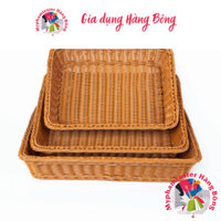 Giỏ Nhựa Kiểu Mây Tre Đan, Rổ Mây, Khay Đựng ngũ cốc Dã Ngoại Decor Siêu Bền. , hàng đẹp giá rẻ