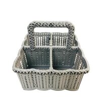 Giỏ nhựa vuông 4 ngăn rổ nhựa có quai xách đựng cafe, trà sữa mang đi, đựng hũ gia vị - Màu xám