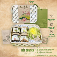 Giỏ quà Hà Nội - Mộc Lam (Bánh cốm - Bánh chả - Mứt sen trần - Ô mai sấu - Ô mai mận - Giỏ tre - Túi quà - Thiệp Hà Nội)