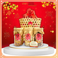 Giỏ Quà Tặng Cao Cấp Ô Mai Xí Muội Mix Hạt Dinh Dưỡng Mứt Tết Trái Cây Sấy Dẻo Quà Biếu Tết Chất Lượng